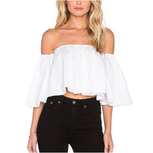 N Nicholas Off Shoulder Ruffle Top in White - Picture 2 of 15